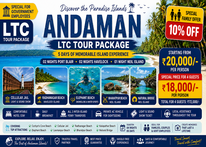 Andaman LTC Tour Package 5 Nights 6 Days Port Blair Havelock Neil