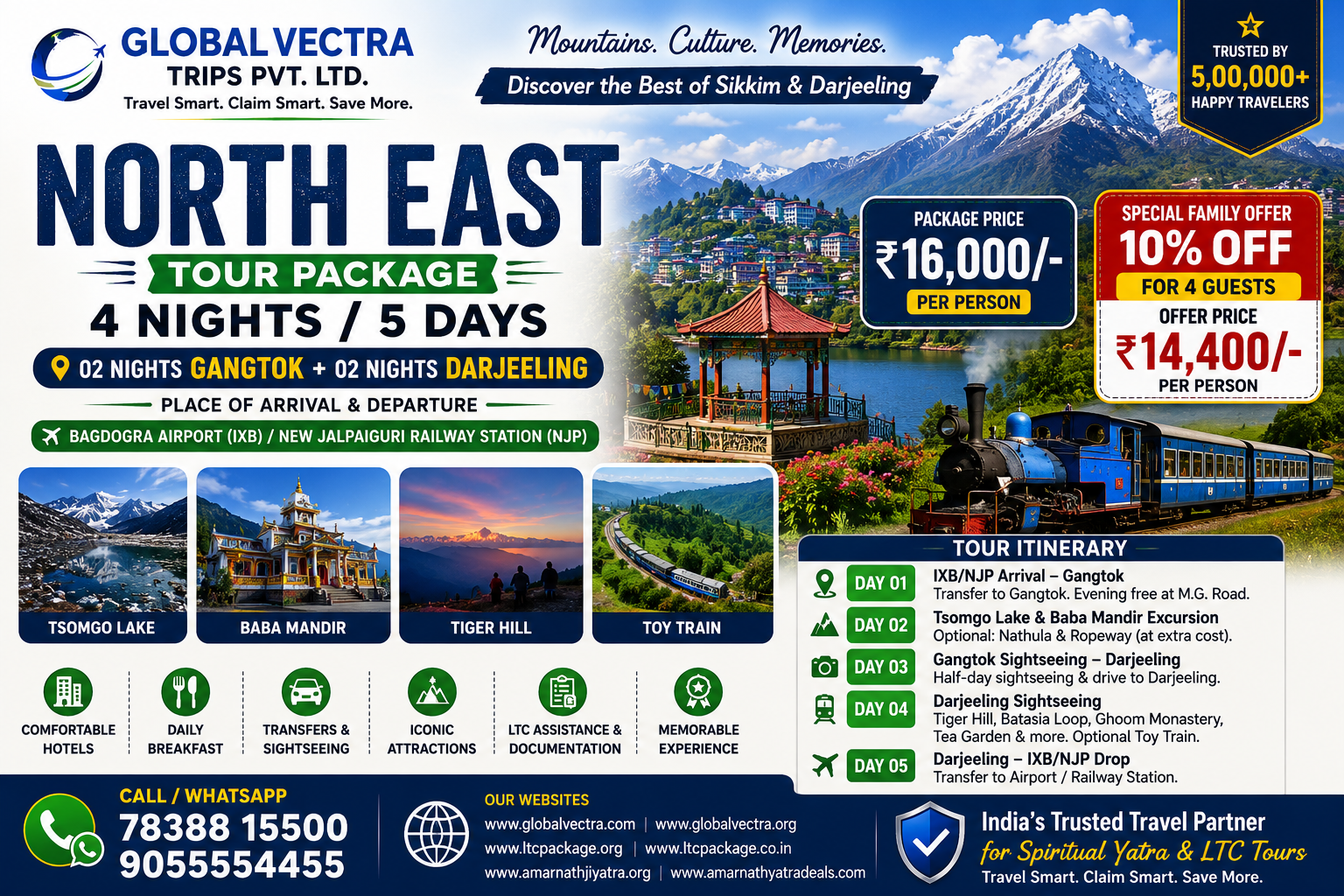 North East Tour Package 4 Nights 5 Days  Gangtok & Darjeeling