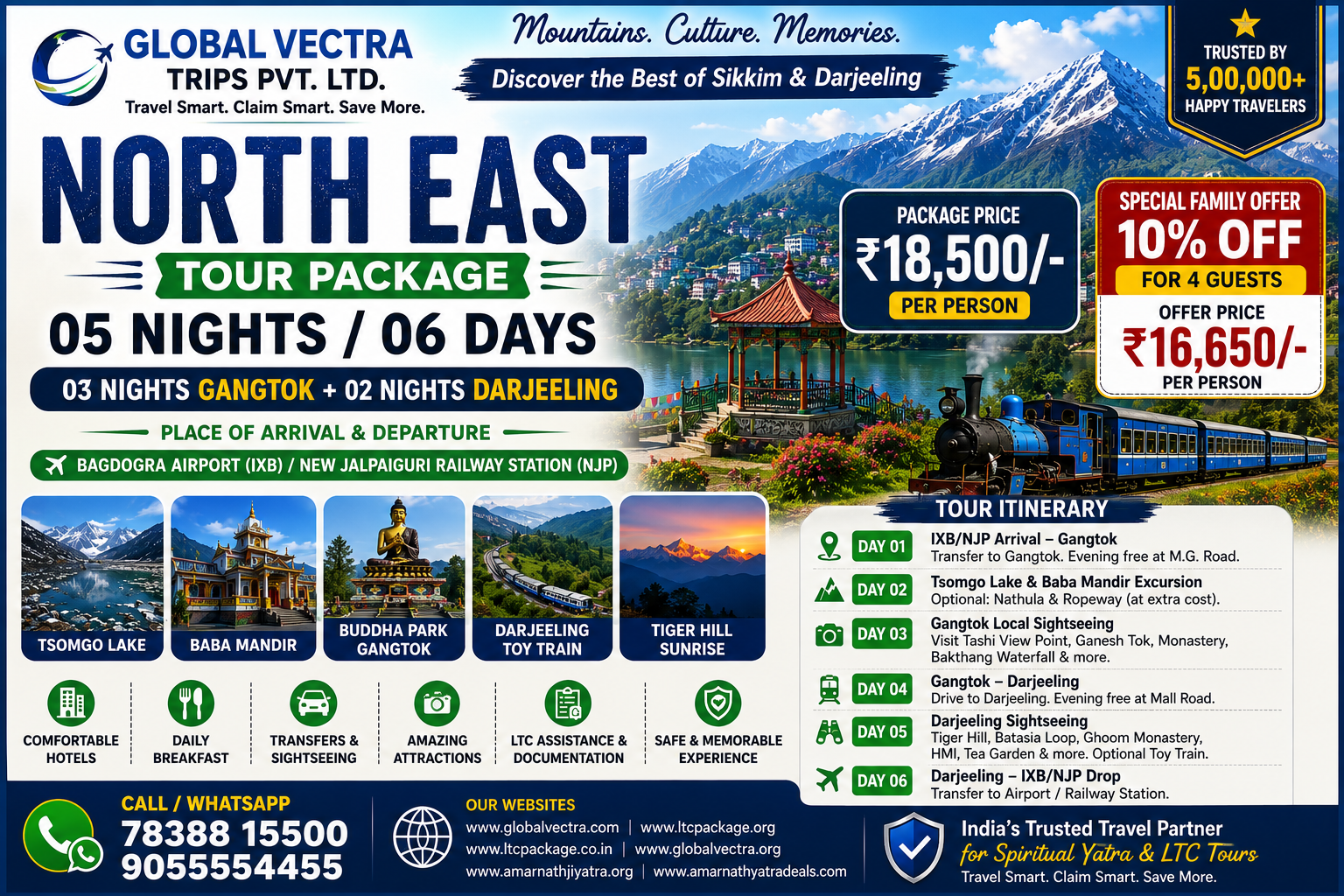 North East Tour Package 5 Nights 6 Days – Gangtok & Darjeeling