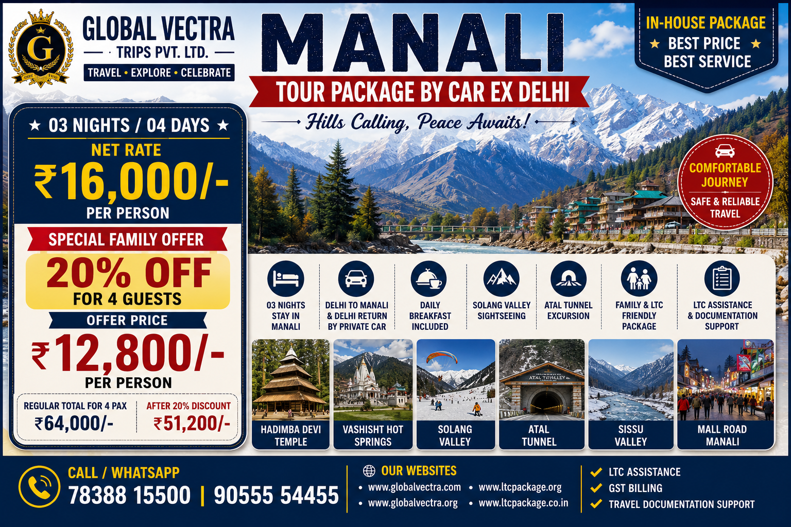 Manali Tour Package 3 Nights 4 Days Ex Delhi by Car
