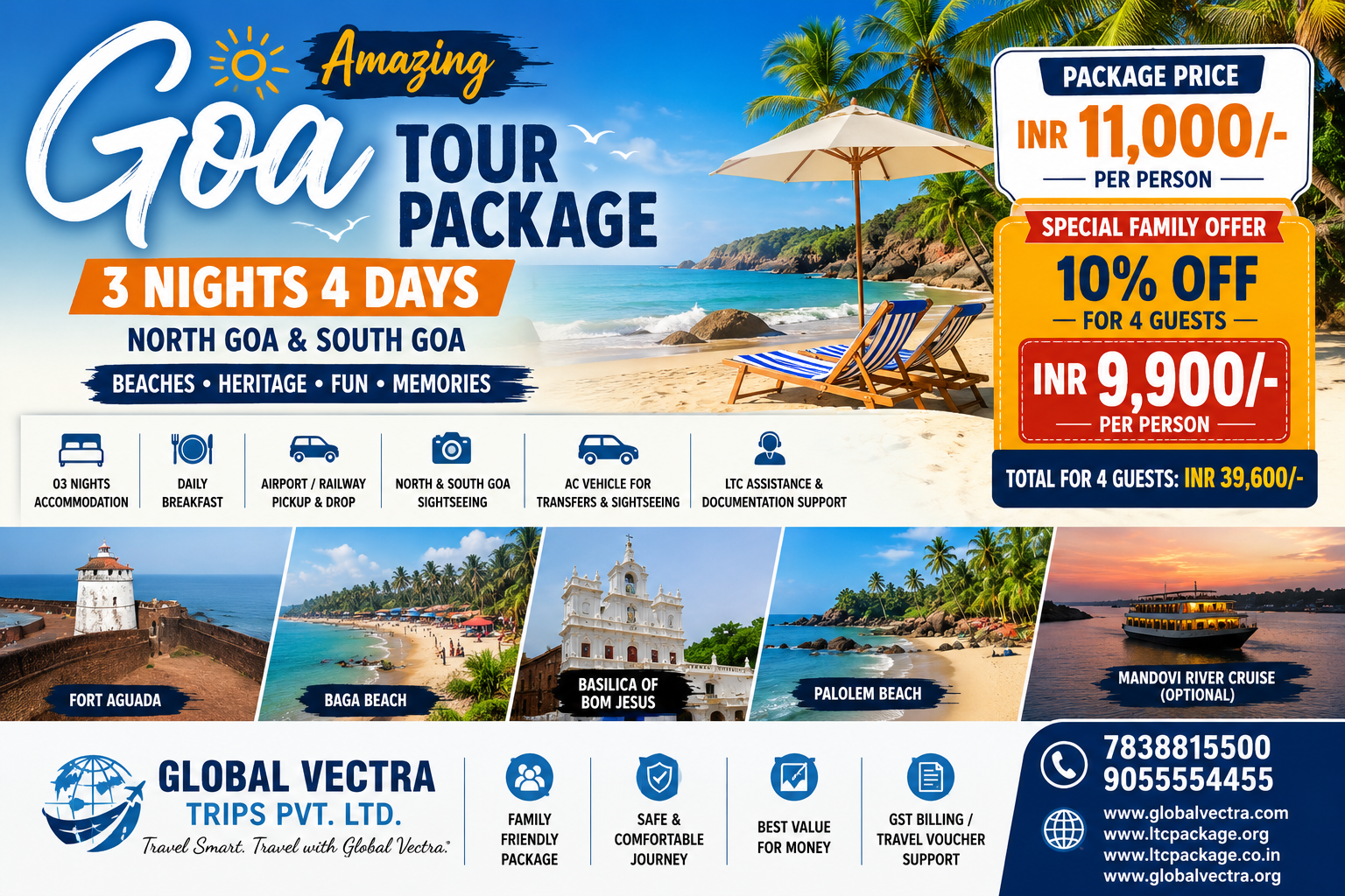 Goa Tour Package 3 Nights 4 Days – North Goa -South Goa